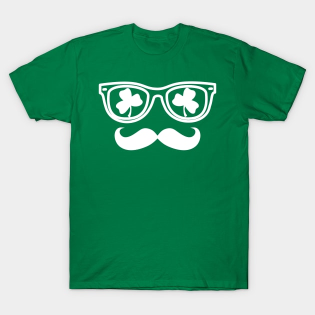 Irish shamrock sunglasses and mustache T-Shirt by Walters Mom